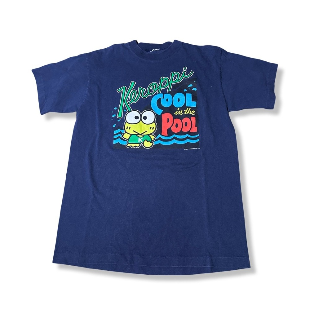 Sanrio Keroppi T-Shirt Mens L Navy Blue Excellent Vintage Cool in the Pool 90s